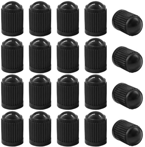 DUSCOKE 20PCS Car Tire Valve Stem Caps, Plastic Tire Stem Valve Dust Cover with O Rubber Seal, Universal Tire Air Valve Cap Stem Covers for Cars, SUVs, Trucks, Bikes and Motorcycles (Black)