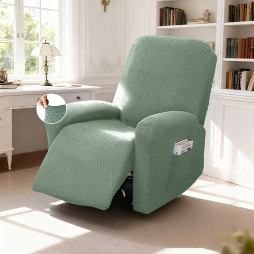 AnkekolyStar Sesselbezug, Relaxsessel Sesselbezug Stretchhusse mit Taschen, All-Inclusive Streifen-Jacquard Sesselschoner für Fernsehsessel Liege Sessel