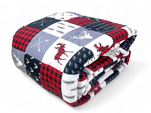 Tex family Colcha con estampado de cuadros grises - Edredón invernal de microfibra hipoalergénica 300 g/m², patchwork nórdico, fabricado en Italia, 2 plazas
