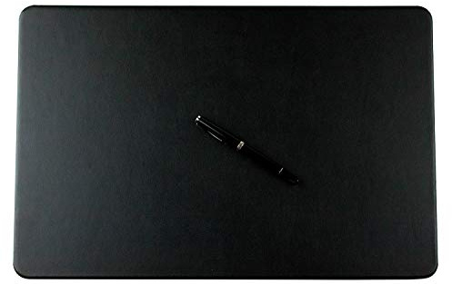 DELMON VARONE - Personalisierbare Schreibtischunterlage aus Premium Leder Boxcalf schwarz, Rutschfeste Echtleder Schreibunterlage abwaschbar, Schreibtisch Unterlage geeignet als Mousepad, 50 x 30 cm