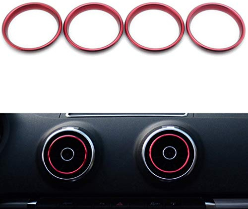 VIGORFLYRUN PARTS LTD 4Pcs Bague Décorative De Sortie d'air Anneau Autocollant pour Voiture, Climatisation, Bagues de Ventilation pour A3 S3 2013-2016 / Q2 2017 - Rouge