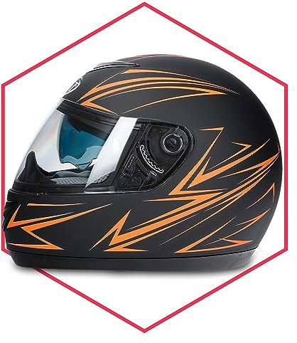 Integralhelm Mit Sonnenblende Schwarz-Orange Matt 63-64 Motorradhelm Klapphelm