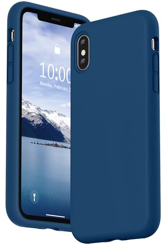 SURPHY Schutzhülle für iPhone XS, Flüssigsilikon mit weichem Mikrofaser-Kissen, Innenfutter, stoßfest, Schutzhülle für iPhone XS/X 5,8 Zoll, Horizon Blau