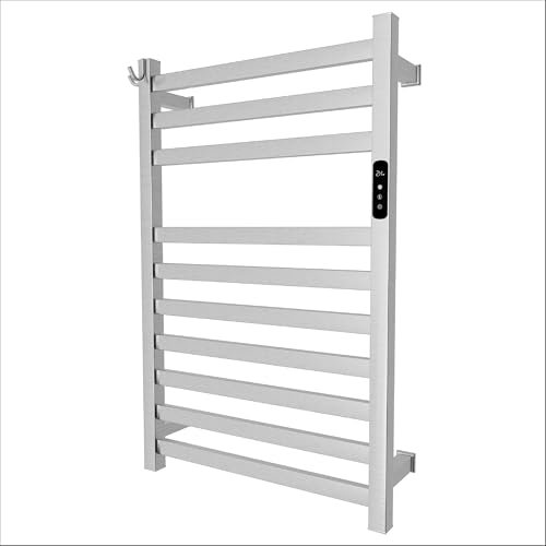Brandon Basics Wall Mounted Electric Towel Warmer with Built-in 1 & 2 Hour Timer and Hardwired and Plug in Options (Brushed)