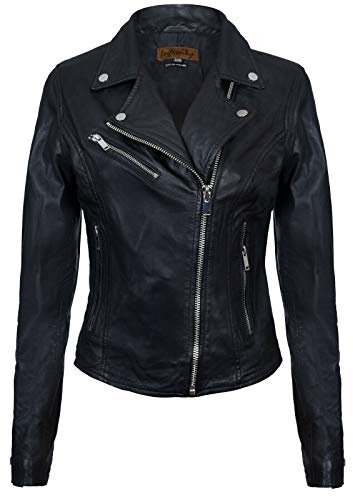 Ladies Leather Jacket Classic Biker Style Black Real Leather Womens Jacket S