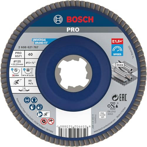 Bosch Professional 1x Fächerschleifscheibe X571 Best for Metal X-LOCK (für Metall, Ø 125 mm, P 40, gewinkelte Ausführung, Zubehör Winkelschleifer)