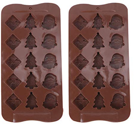 Amosfun Weihnachtsstern-förmige Silikon-Schokoladenform mit 15 Mulden, 2er-Set antihaftbeschichtete Formen in Lebensmittelqualität für Süßigkeiten, Eiswürfel und Gummibärchen, perfekt zum Backen