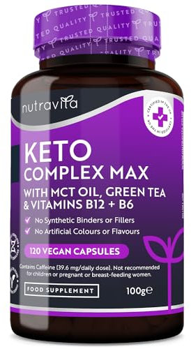 Keto Komplex Max - Geeignet zur Keto-Diät - 120 Kapseln - Mit MCT-Öl, Grünen Tee, wichtigen Vitaminen & Mineralien zur Unterstützung ihrer Keto-Diät