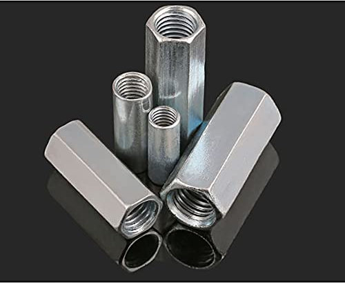 Überwurfmutter M6 M8 M10 M12 M14 M16 M18 M20 Verzinkte verlängerte lange runde Muttern Sechskantgewindemutter zum Anschließen des Leitspindelwerkzeugs-5PCS M12x30