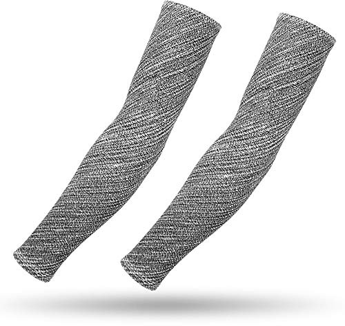 DETUCK Tattoo Arm Ärmel Ärmlinge, Armwärmer Sleeves UV Sonnenschutz Armstulpen, Arm Sleeves Kühlung UPF 50+, Kompressions Tattoo Cover Armstulpen (ein Paar) (Grauer Stil, L)