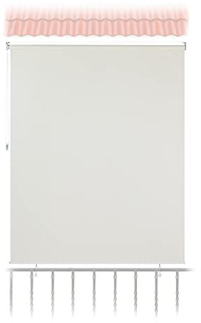 Relaxdays Senkrechtmarkise, 240 x 180 cm, Außenrollo für Balkon, Terrasse & Garten, wetterfest, Sonnenschutzrollo, beige