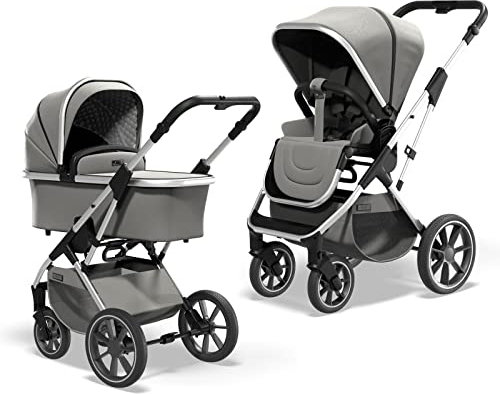 MOON 2in1 Kombikinderwagen ROCCA BASIC, shadow, mit Wanne und Sportwagen Sitz, bis 22kg, faltbar mit Sportsitz, mit XXL Sonnendach und UV-Schutz 50+