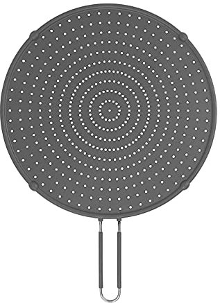 Silicone Splash Guard, 13 Inch Boil Over Protection with Insulated Handle, Heat Resistant Pan Cover/Strainer Splash Guard for Cooking and Roasting (Grey)