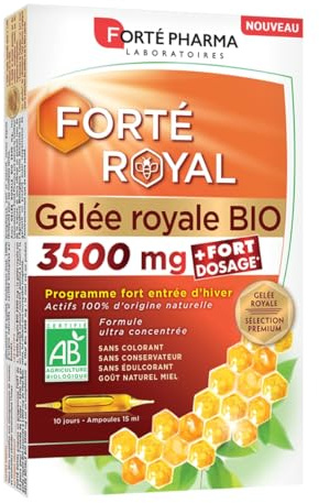 Forté Pharma Immunité FortéRoyal Gelée Royale Bio 3500mg BIO 10 ampoules | Complément alimentaire défenses naturelles et désagréments de l'hiver, certifié BIO, 10 jours