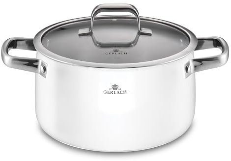 Gerlach Prime White Topf aus Edelstahl Kochtopf Induktion Induktiontopf Kochgeschirr Induktionsgeeignet 24 cm 5 L