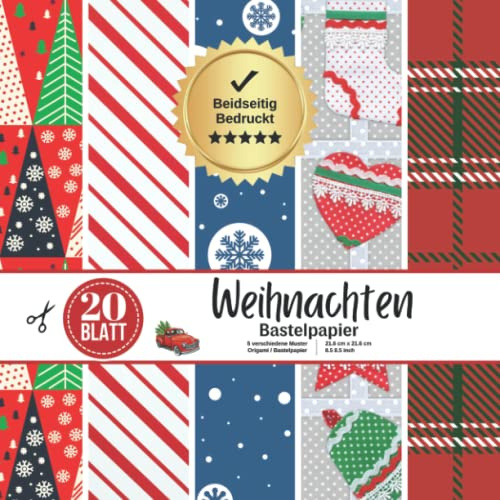 Weihnachten Bastelpapier: Weihnachten Papier Buch | Ideal für Erwachsene von Kinder, Scrapbooking Papier Set, Origami, Scrapbook, Dekorpapier, ... Basteln DIY, Geschenk für Bastelfreunde