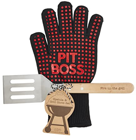 Mud Pie 46300190 Grillhandschuh-Spachtel-Set, Metall, rot