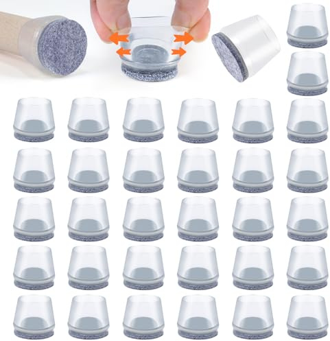 16 Pezzi, 18–20 mm, Gommini per Sedie Rotondi in Silicone con Feltro | Feltro integrato per proteggere parquet, laminato e piastrelle e spostare le sedie in modo più fluido e silenzioso