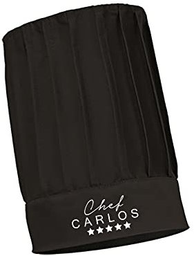 Genérico Gorro de Chef Personalizado con Nombre Ideal para Cocineros, Ajuste con Velcro (Negro)