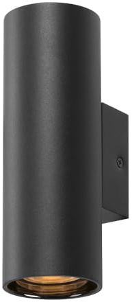 SLV ASTO TUBE UP/DOWN |Wandleuchte, Aufbauleuchte, Innenbeleuchtung für Wohnzimmer, Schlafzimmer, Küche, Diele Kinderzimmer | Aluminium, zylindrisch, max. 2x10W, schwarz