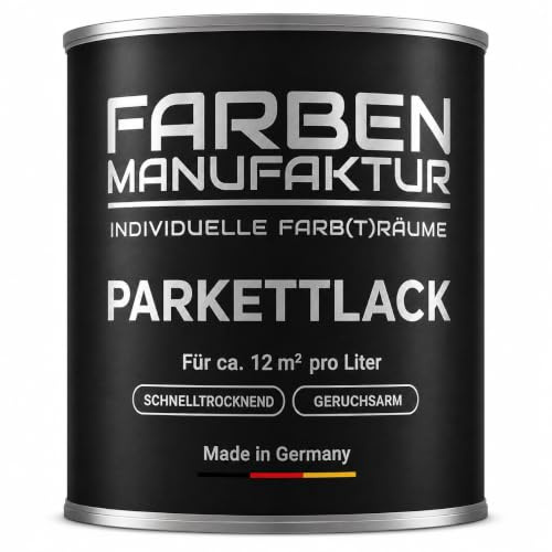 Farben Manufaktur Parkettlack Fußbodenlack Treppenlack Dielenlack Holzlack Kork Klarlack 1/2/5L, Größe: 1L, Farbe: Seidenmatt