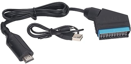 BROLEO Cable Adaptador SCART a HD, Convertidor SCART a HD de Amplia Compatibilidad para VHS (Negro)