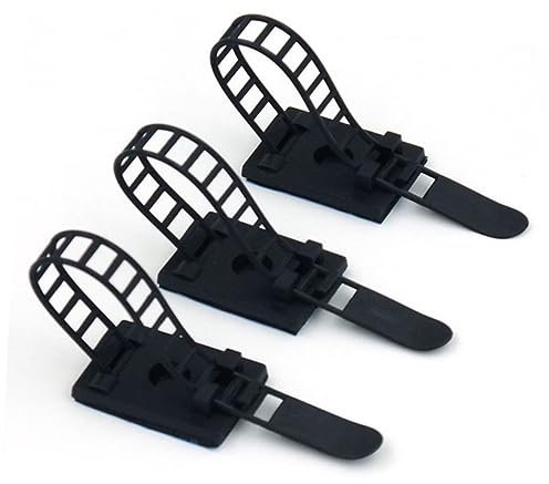UKCOCO Bridas Autoadhesivas Ajustables Para Cables 20 Piezas, Soporte Para Bridas y Abrazaderas De Alambre, Organizador De Cables Negro, Cableado Limpio y Ordenado Para Hogar y Oficina