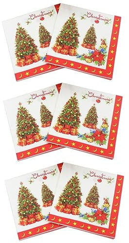 ABOOFAN 60 Blatt Partydekorationen Weihnachtstischschmuck Party Papierserviette Serviette Bedrucken Weihnachtsservietten Aus Papier Papierhandtuch Weihnachtsfeierdekorationen Einweg