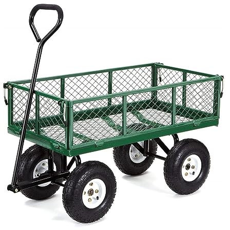 DRMEE Bollerwagen Metall-Wagenwagen, Gartenwagen, Zusammenklappbar, Für Den Innenhof, Für Camping, Rasen, Im Freien, Robuster Strandwagen Mit Großem Rad Gartenanhänger