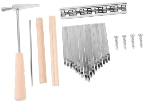 Toyvian 17-töniges und Glatt Polierte Kanten mit Brücke und Tasten Daumenklavier Einfach zu Montieren Selbstgemacht Zubehör Satz Stahl für Selbstgebautes Kalimba Musikinstrument