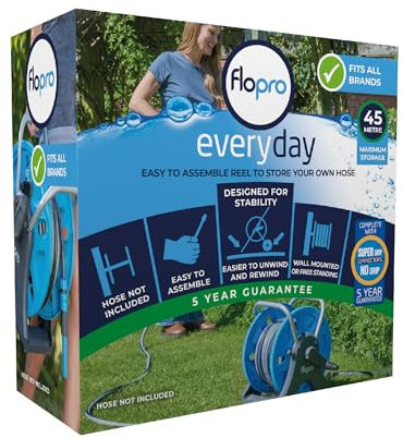 FLOPRO-Everyday Hose Reel Without Hose: 2-in-1 Ideal as Free Standing or wall Mounted Hose Reel. Robust Frame for Stability. Easy Flat Pack Assembly. Use existing Hose & Fittings. Fits All Brands