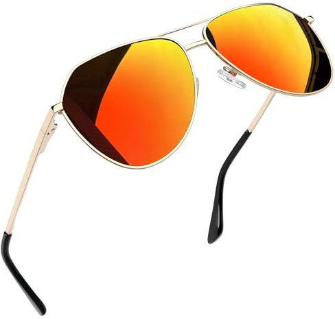 Joopin Speglade Solglasögon Orange Herr Polariserade och Fashion Solglasögon Dam UV400 Polarized Mirrored Sunlasses Unisex För Körning Fiske och Sport Röd Orange Spegel