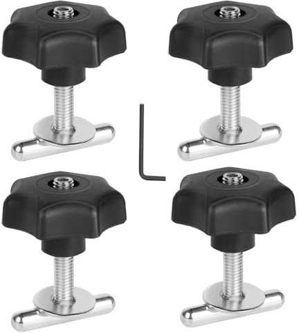 DBREAKS 4 pezzi adattatore per scanalatura a T, in acciaio inox T5/T6, viti di fissaggio a T, vite di serraggio con dado e rondella, fissaggio di sicurezza del carico