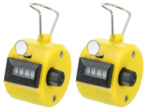PATIKIL Klickzähler 2 Pack Handgerät Strichliste Mechanischer 4-Zahlen Klickzähler für Training Stricken Golf Fischen Gelb