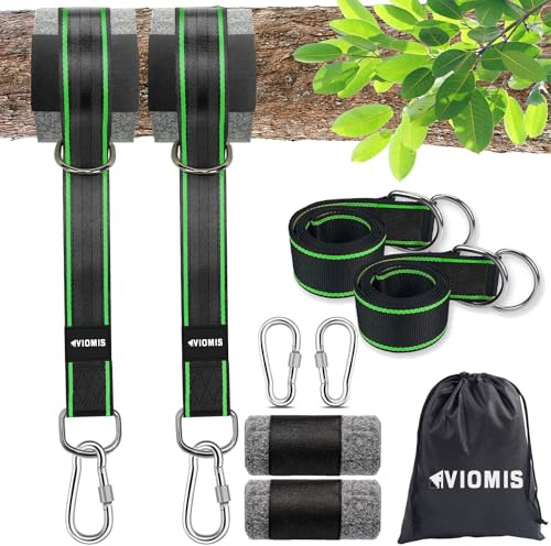 Viomis Schaukel & Hängematte Befestigungsset 900KG | Komplettpaket mit 150cm Gurten, Karabinern, D-Ringen, Baumschutz & Aufbewahrungstasche, für Garten und Outdoor