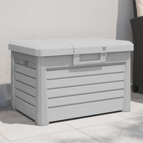 LAPOOH Baúl para Cojines Polipropileno Gris 73x50,5x46,5 cm, Arcon Exterior, Arcones para Patio, Baul Almacenamiento Exterior, Baúl para Terraza - 366601