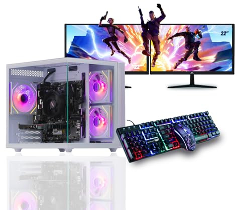 Veno Scorp Gaming PC Dual 22 Monitor Bundle Intel Core i7-6700 Processor RX 580 8GB Graphics Card - 16GB Ram - 512GB SSD - 550W PSU - Windows 10 - WiFi - Vida Apollo