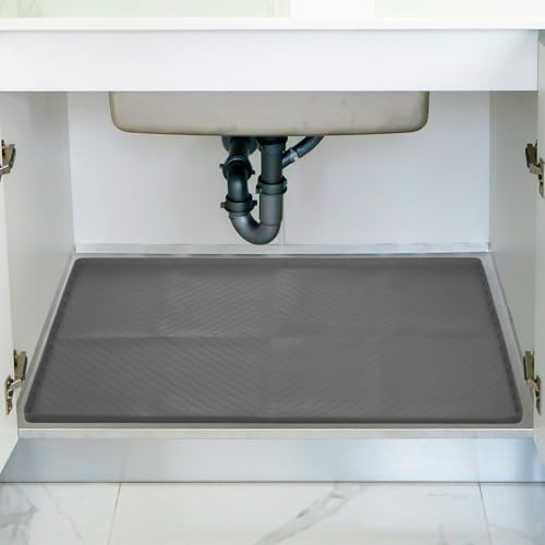 sourcing map Tapete impermeable para debajo del fregadero para cocina, 34 x 22 pulgadas, silicona para debajo del fregadero, tapete organizador para cocina, baño, gabinete de alimentación de mascotas,