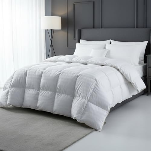 Oliver Bedding Luxurious Duvet 10.5 Tog (225 x 220 cm - King), Ultrasoft Touch Hypoallergenic Quilted King Duvet Set, Elegant Satin Stripes Duvets, Anti Allergy for a Comfortable Night Sleep