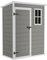 STEELSØN Novara Gerätehaus aus Kunststoff - Geräteschuppen wasserdicht, wetterbeständing - Gartenhaus Pultdach, Aluminiumrahmen - Gartengerätehalter in Grau Außenmaß 192/183x92x151 cm