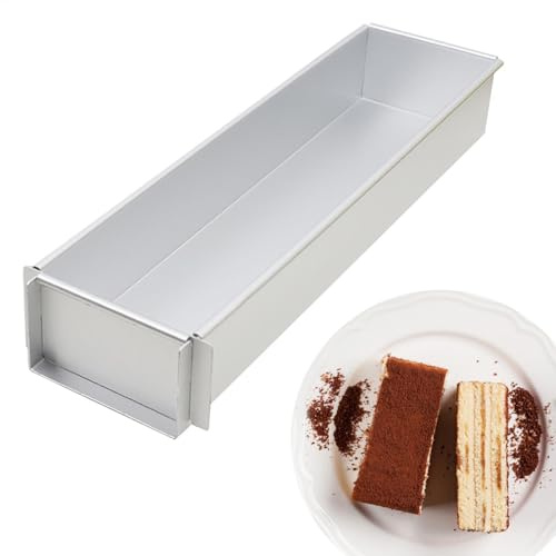 Puwaiio Rechteck -Kuchenform, verstellbarer Backrahmen, Tiramisus -Kuchenform, quadratische Mousseform, Kuchenring für DIYS -Mousse -Kuchen Dessert Pizza, 40 × 10 × 6 cm
