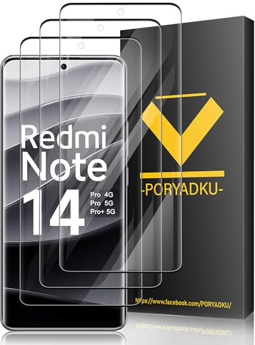 HOMEMO 3 Piezas Protector de Pantalla para Xiaomi Redmi Note 14 Pro 5G / 14 Pro Plus 5G / 14 Pro+ 5G / Poco X7, HD Clara, Sin Burbujas, 9H Dureza, Antihuellas, Anti-Scratch