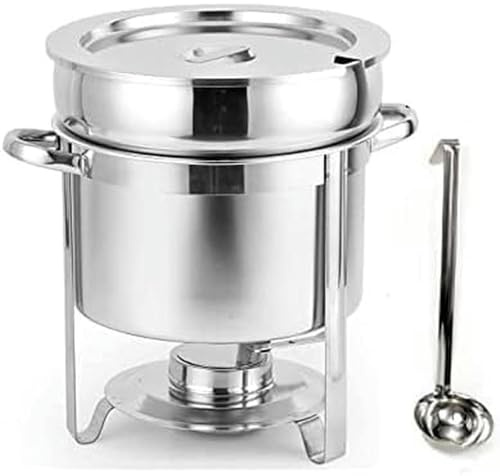 MYUYEE Chauffe-Plats en Acier Inoxydable de 11 litres avec bac à Eau Support à Combustible et louche à purée de 35 cm,