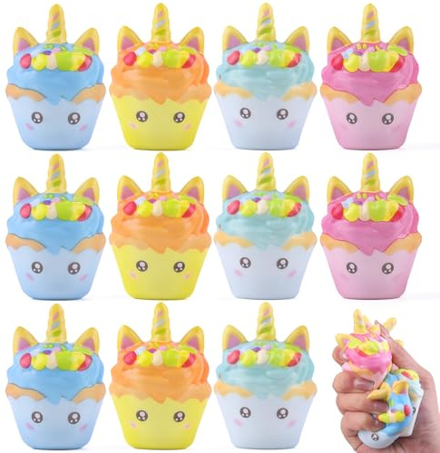 Anboor 12 stycken squishies leksak enhörningstårta stressbollar klämleksak skum squishies stressminskning för barn vuxna priser
