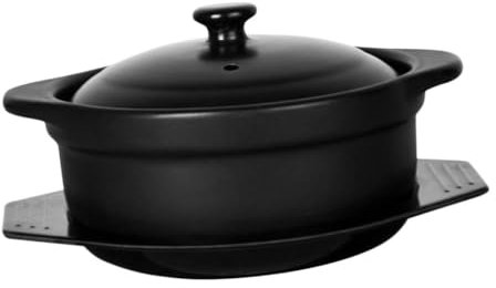 Sosoport Ceramic Casserole Pot 1.26l Medium Lid Base Household Stew Pot Soup Sturdy Ceramic Kitchenware Home Restaurant Use