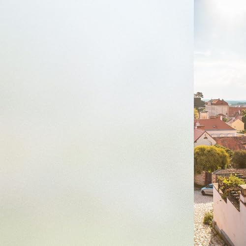 Fensterfolie Milchglasfolie Blickdicht Sichtschutzfolie 50 x 150 cm Haftung Ohne Klebstoff Milchglasfolie Folie Anti-Uv Blickdichte Sichtschutzfolie für Zuhause Büro, Rein matt