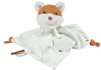 Sterntaler Schmusetuch M Fuchs Filou - Kuscheltuch aus Cord, Flausch & Jersey - Baby Schnuffeltuch mit Knotendetails & Beißring - Spielzeug ab Geburt zum Greifen, Kuscheln & Entdecken, eisgrün