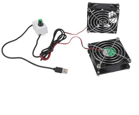 Ventilador de escape integrado para gallineros, alimentado por USB, velocidad ajustable para un rendimiento óptimo (ventiladores dobles de 8 cm)
