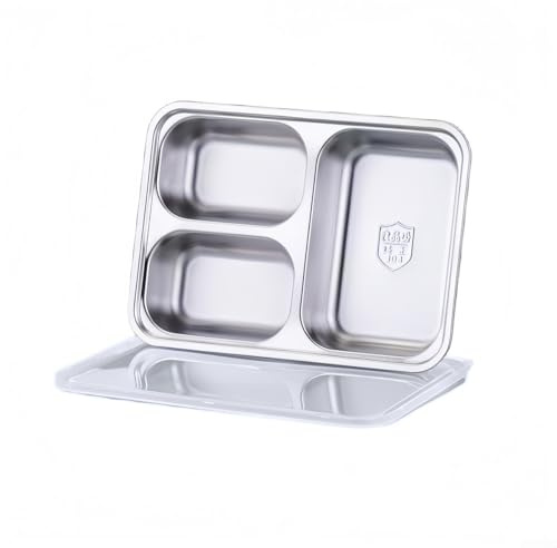 Loncheras apilables de acero inoxidable con 3, 4, 5 compartimentos, recipientes para aperitivos con tapas seguras para almacenamiento de alimentos frescos y organizados en cualquier lugar (3