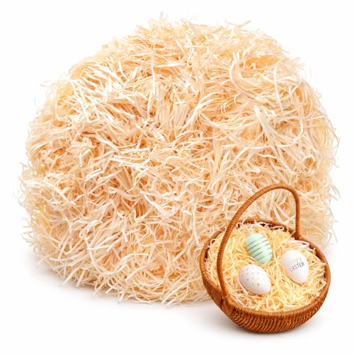Festicy Ostergras beige I 200g Ostergras Natur als Füllmaterial Geschenk und Osterkörbchen Füllung I Für Deine Ostern Deko I als Geschenkbox Füllmaterial geeignet